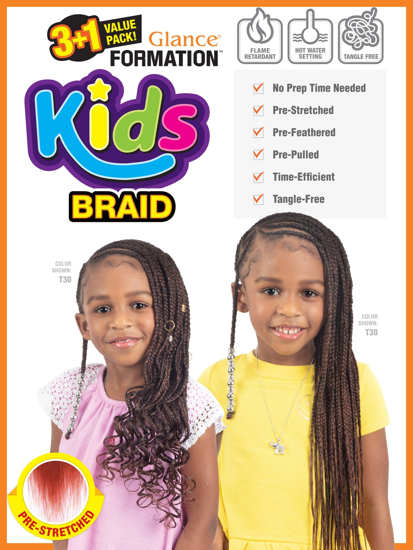 MODEL MODEL PRE-STRETCHED GLANCE BRAID 4X FORMATION KID'S BRAID-16''