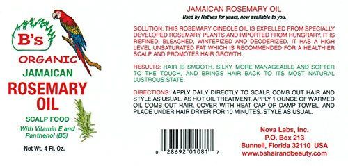 B'S ORGANIC Jamaican Rosemary Oil (4oz)