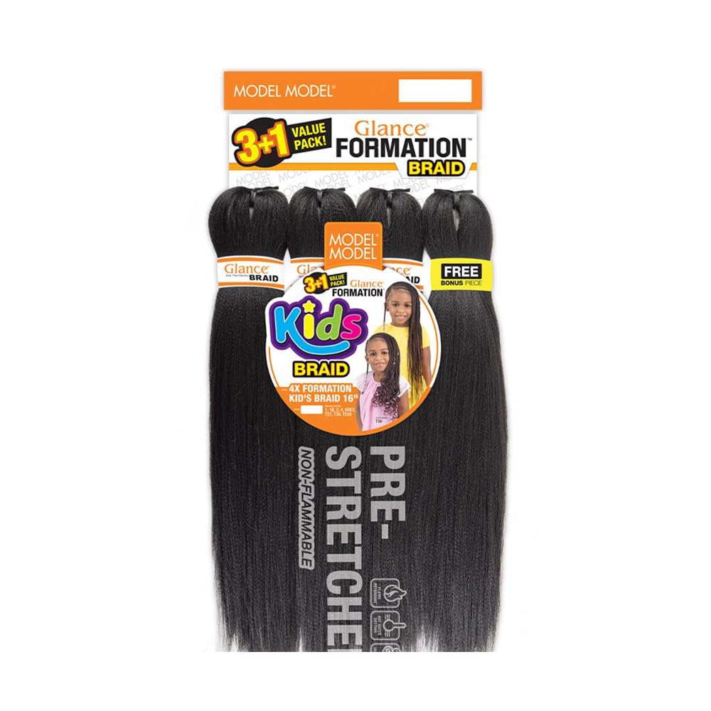 MODEL MODEL PRE-STRETCHED GLANCE BRAID 4X FORMATION KID'S BRAID-16''