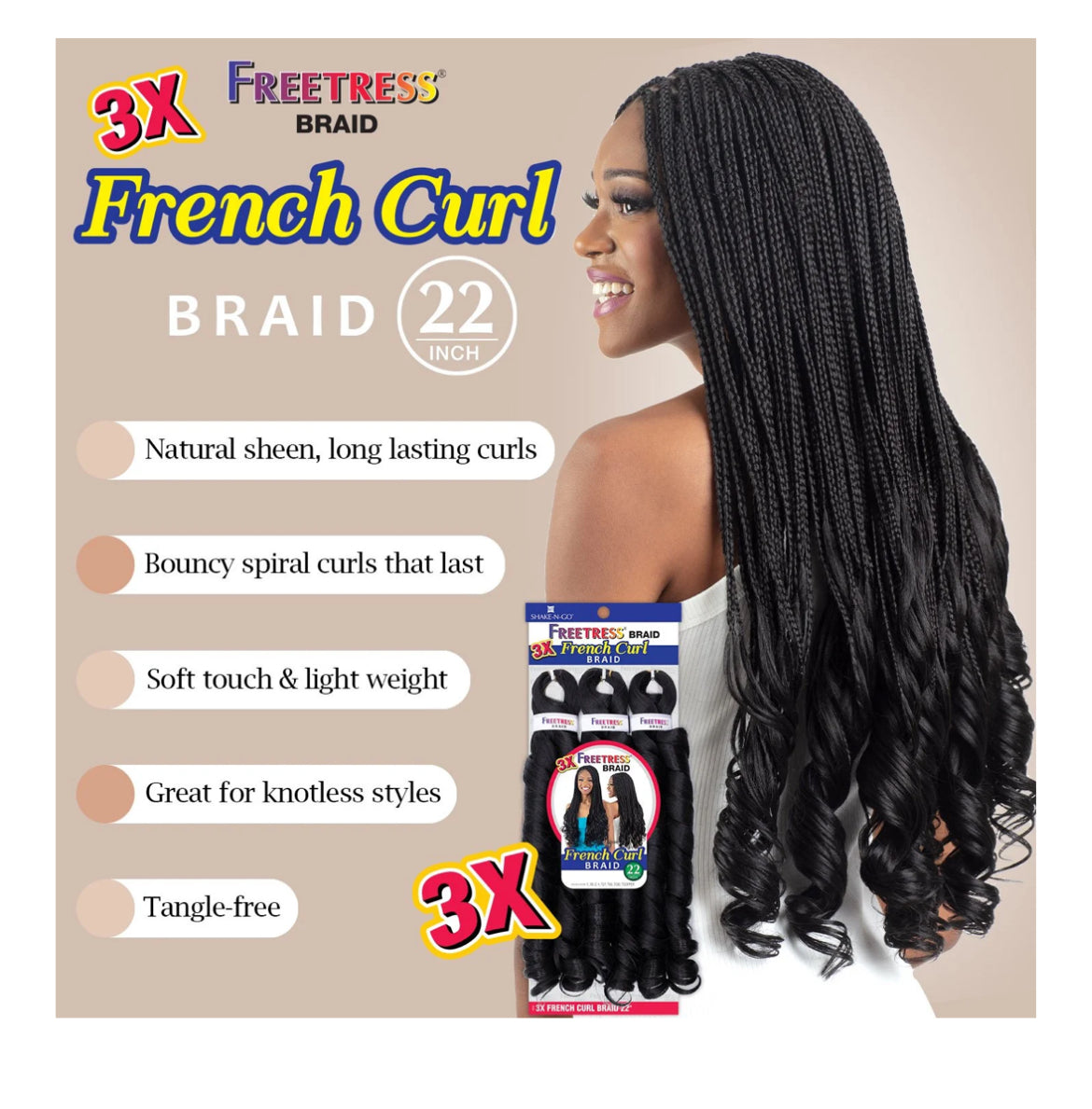 Freetress Braid - 3X FRENCH CURL 22"