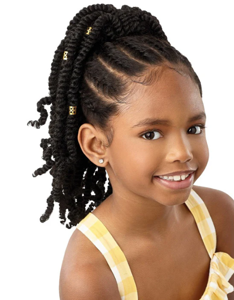 Outre Lil Looks Synthetic Drawstring Ponytail - GOLD CUFFED BOMB TWISTS 12"