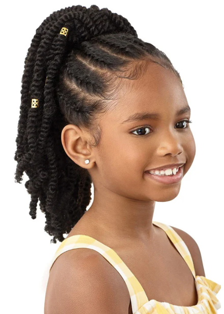 Outre Lil Looks Synthetic Drawstring Ponytail - GOLD CUFFED BOMB TWISTS 12"