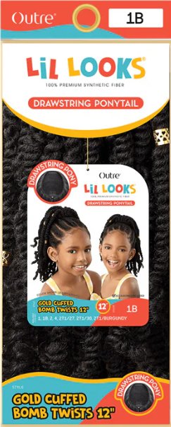 Outre Lil Looks Synthetic Drawstring Ponytail - GOLD CUFFED BOMB TWISTS 12"