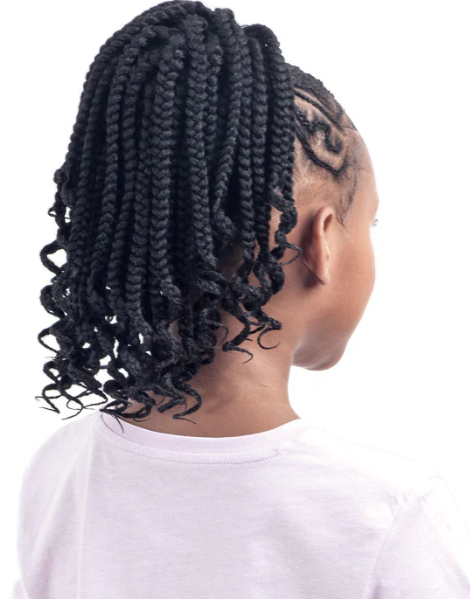 Shake N Go For Kids Synthetic Drawstring Ponytail - BOX BRAID WITH CURLS
