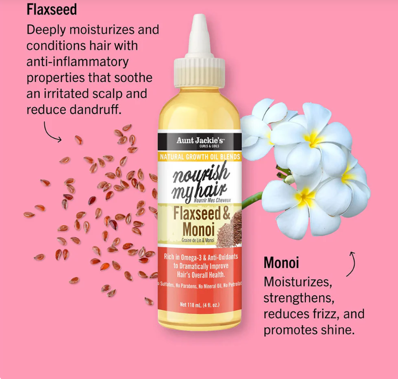 Aunt Jackie's Natural Growth Oil-Flaxseed & Monoi (4oz)