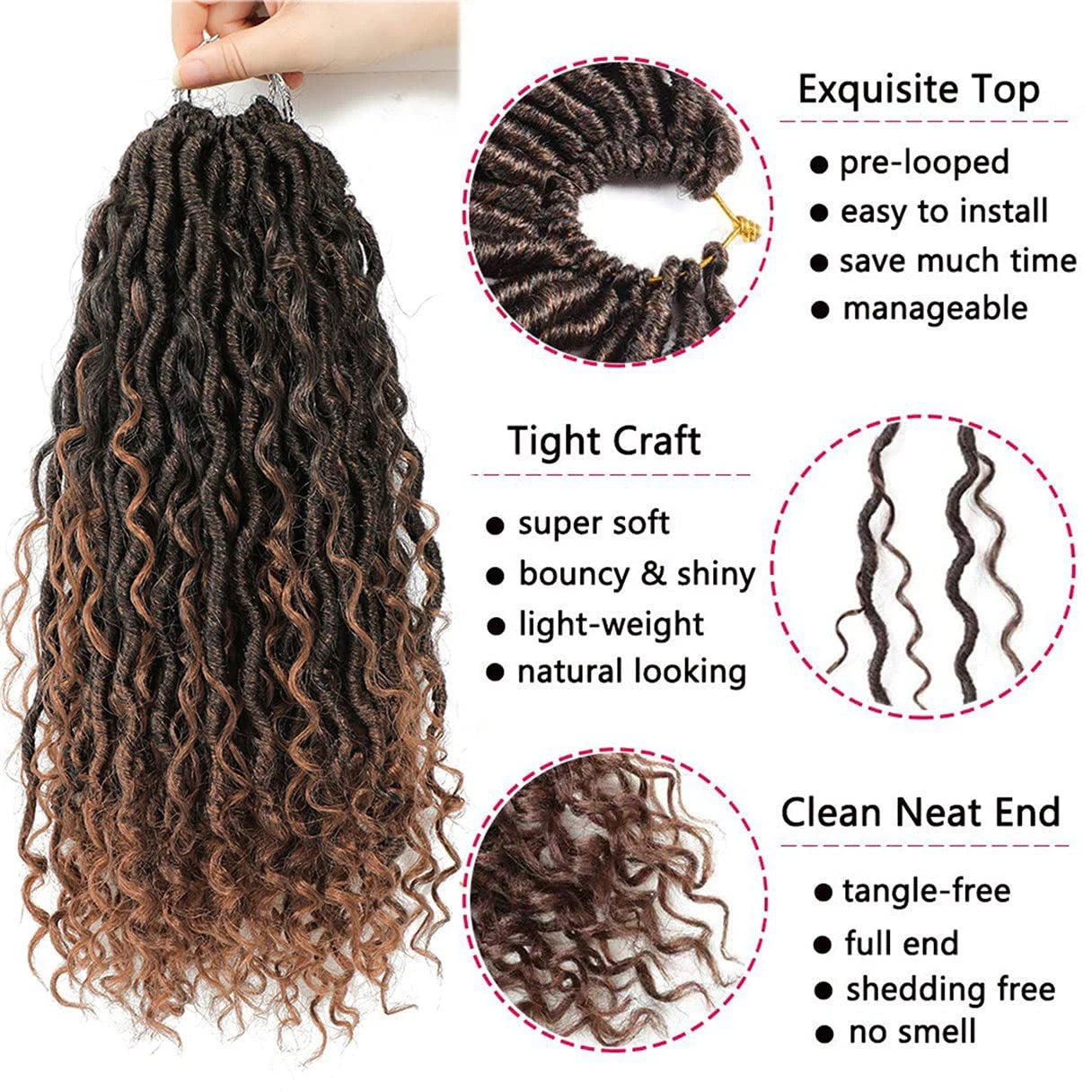 RIVERS LOCS CROCHET-18 inches