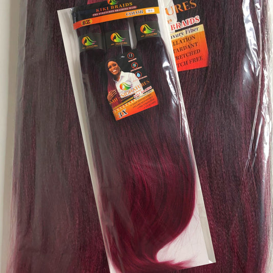 KIKI BRAIDS – Pre-Stretched Kanekalon Braiding Hair (52")-Black & Wine (FR-9)