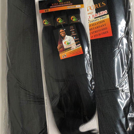 KIKI BRAIDS – Pre-Stretched Kanekalon Braiding Hair (52") – Black