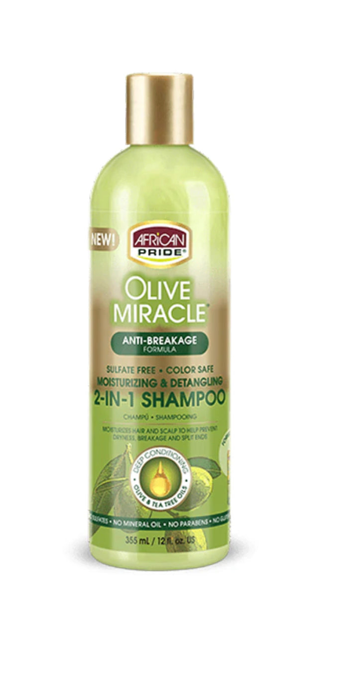 AFRICAN PRIDE Olive Miracle 2-In-1 Shampoo & Conditioner (12oz)