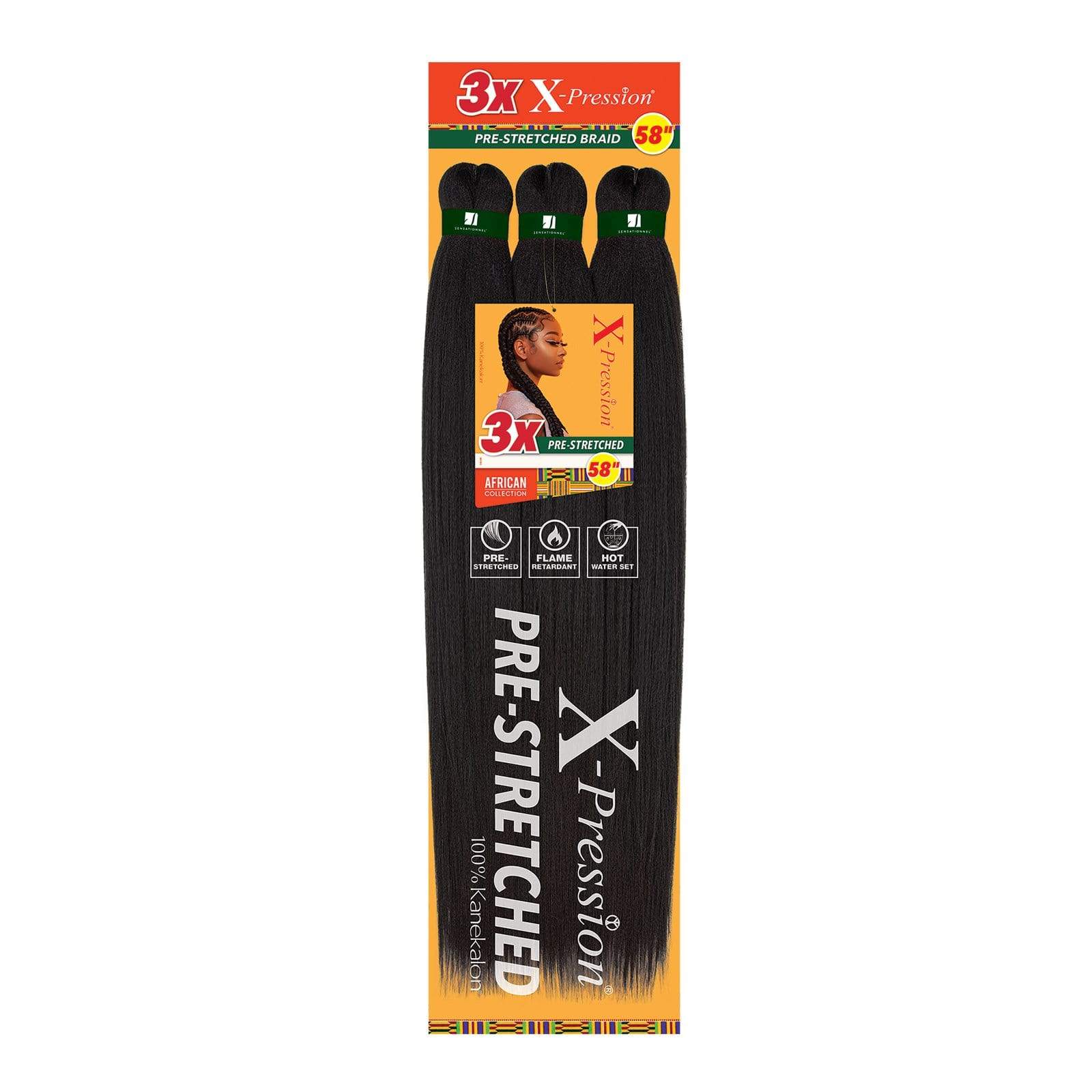 SENSATIONNEL AFRICAN COLLECTION 3X X-Pression Prestretched Braid 58"
