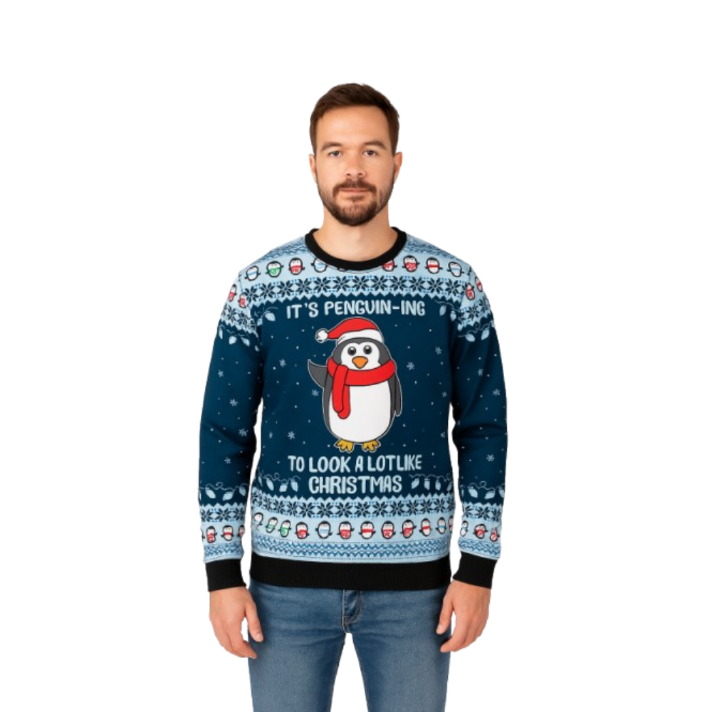 Cute Penguin Sweater with Pom Pom