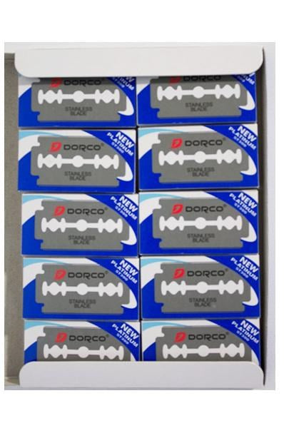 DORCO Platinum Stainless Steel Blades Blue ST300 [10 BladesX10packs/Box]