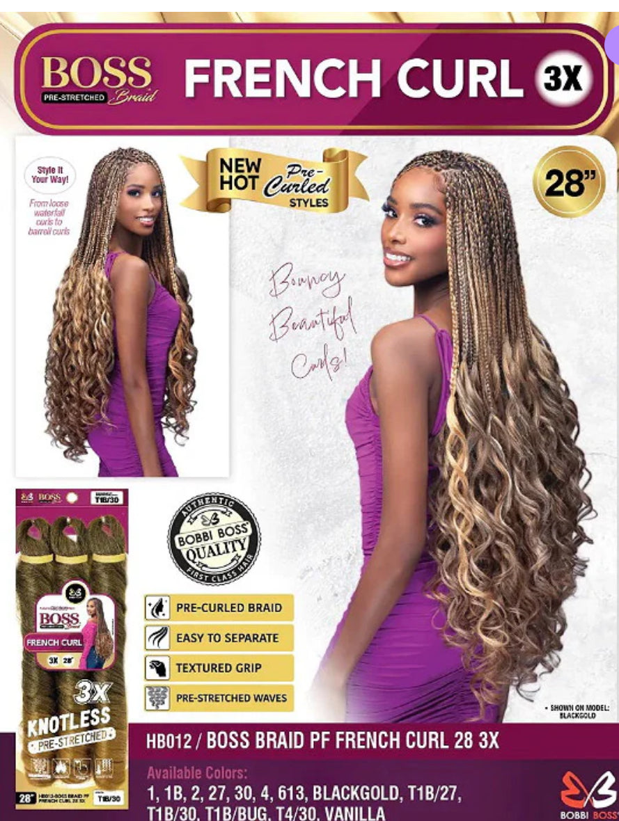 Bobbi Boss Braid 3X Knotless Pre-Stretched Braid - FRENCH CURL 3X 28"