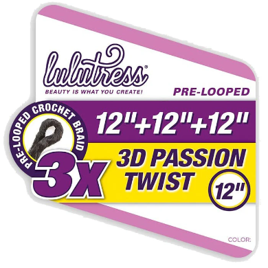 Sensationnel Lulutress Pre-Looped Crochet Braids - 3X PASSION TWIST 12"