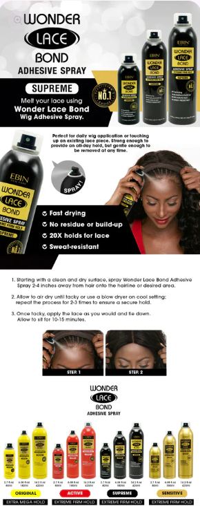 EBIN Wonder Lace Bond Adhesive Spray - Extreme Firm Hold - Supreme