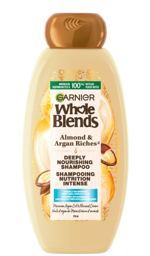 GARNIER WHOLE BLEND-Shampoo, For Dry Hair, Almond & Argan Oil