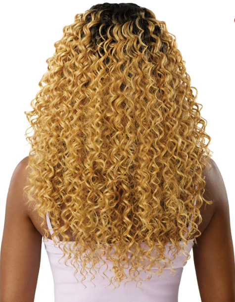 Outre Purple Pack Brazilian Boutique Human Hair Blend Weave - DOMINICAN CURL (18"/20"/22"+ 4" Deep Lace Parting Piece)