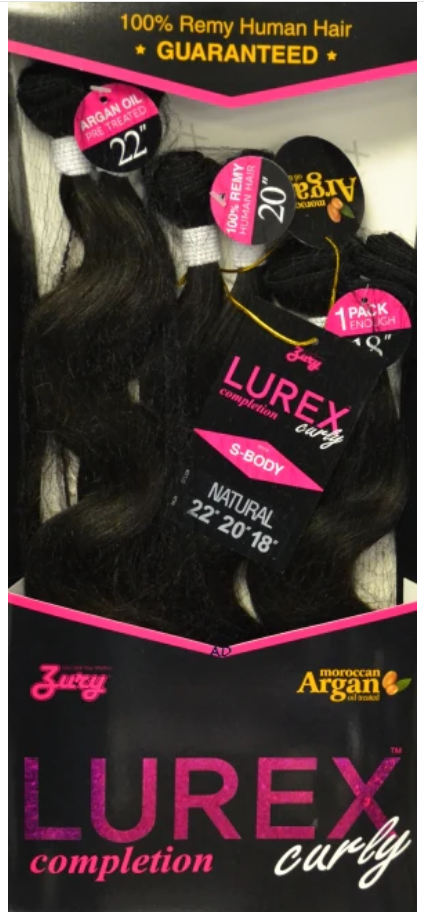 Zury Lurex Completion Curly 100% Remy Human Hair 7Pcs Weave S BODY 22/20/18 Inch