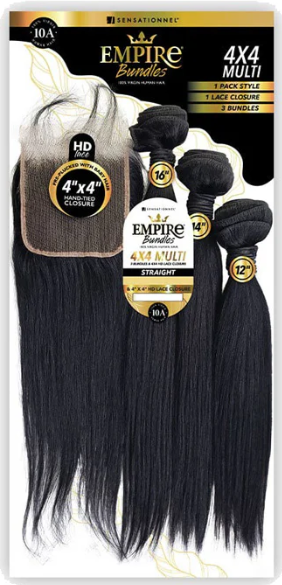 Sensationnel Empire Bundles 100% Virgin Human Hair HD Lace Closure 4X4 Multi Pack - STRAIGHT