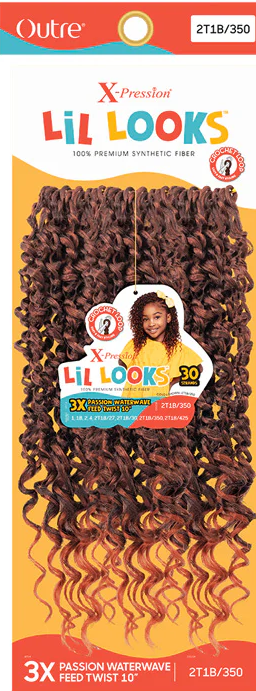 Outre X-Pression LiL 3X Looks Crochet Braid - PASSION WATERWAVE FEED TWIST 10"