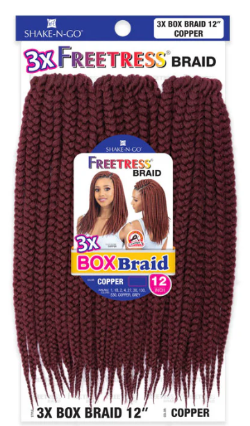 Shake N Go Freetress Synthetic Hair Crochet Braids - 3X BOX BRAID 12"