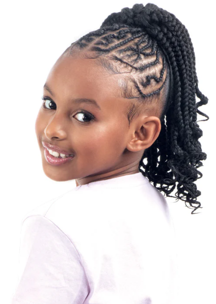 Shake N Go For Kids Synthetic Drawstring Ponytail - BOX BRAID WITH CURLS