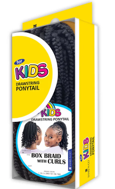 Shake N Go For Kids Synthetic Drawstring Ponytail - BOX BRAID WITH CURLS