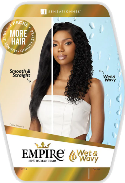 Sensationnel Empire Wet & Wavy 100% Human Hair Weave - DEEP - 3 Packs Multi-Length