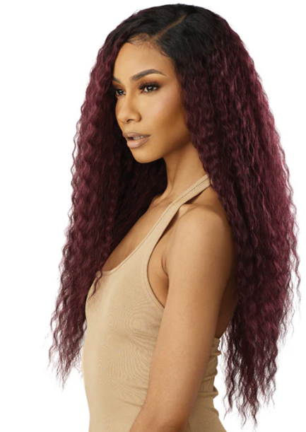 Outre Purple Pack Brazilian Boutique Human Hair Blend Weave - NATURAL FRENCH (18"/20"/22"+ 4x4 HD HAND-TIED LACE CLOSURE)