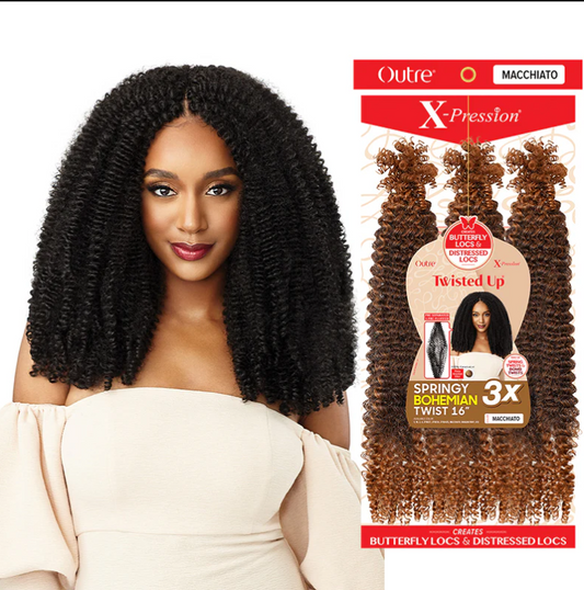 OUTRE X-Pression Twisted Up Crochet Braids 3X - SPRINGY BOHEMIAN TWIST 16"