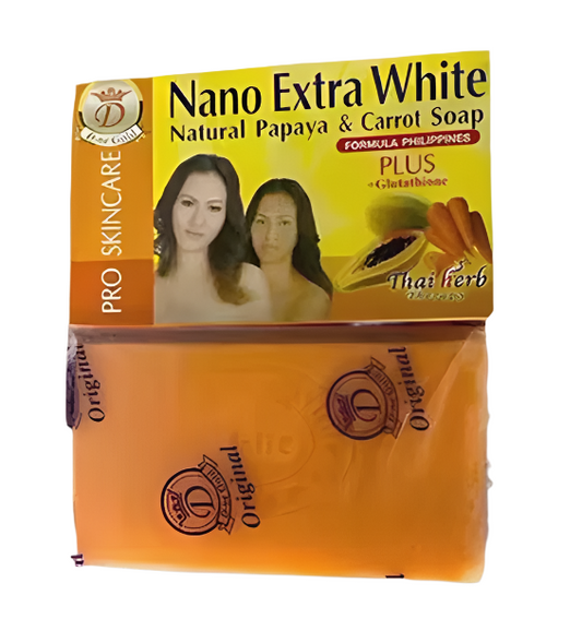 Nano Extra White Natural Papaya & Carrot Soap  Plus Glutathione 160g