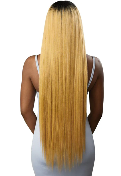 Outre Purple Pack Brazilian Boutique Human Hair Blend Weave - VIRGIN SLEEK PRESSED 4PCS (26/28/30 inch + 4 inch lace closure)