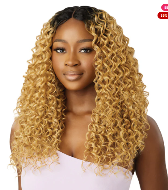 Outre Purple Pack Brazilian Boutique Human Hair Blend Weave - DOMINICAN CURL (18"/20"/22"+ 4" Deep Lace Parting Piece)