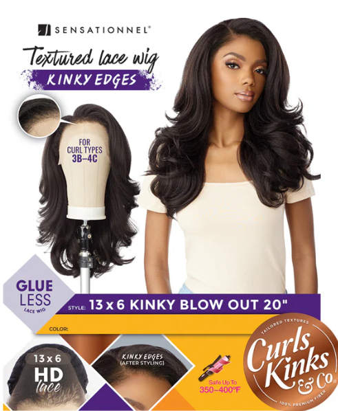 Sensationnel Curls Kinks Glueless HD 13x6 Lace Front Wig - 13x6 KINKY BLOW OUT 20" - Kinky Edges