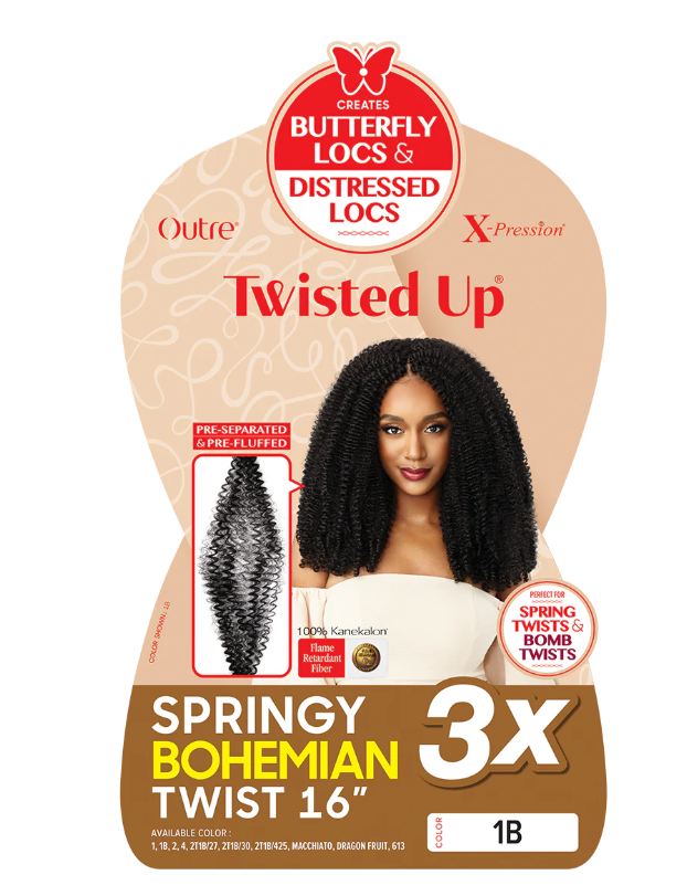 OUTRE X-Pression Twisted Up Crochet Braids 3X - SPRINGY BOHEMIAN TWIST 16"