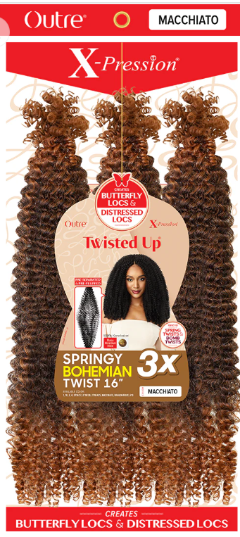 OUTRE X-Pression Twisted Up Crochet Braids 3X - SPRINGY BOHEMIAN TWIST 16"