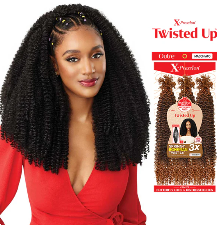 OUTRE X-Pression Twisted Up Crochet Braids 3X - SPRINGY BOHEMIAN TWIST 16"
