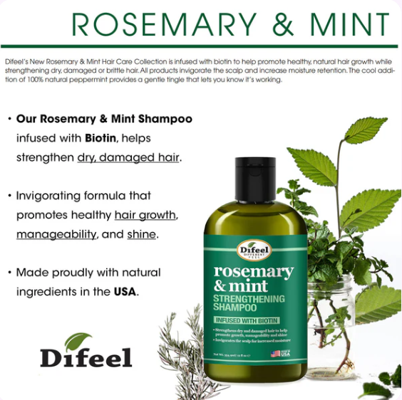 Difeel(Sunflower) Rosemary Mint Strengthening Shampoo (12oz)