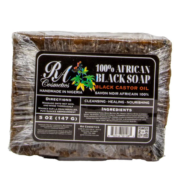 RA COSMETICS 100% Black Soap Bar (5oz)