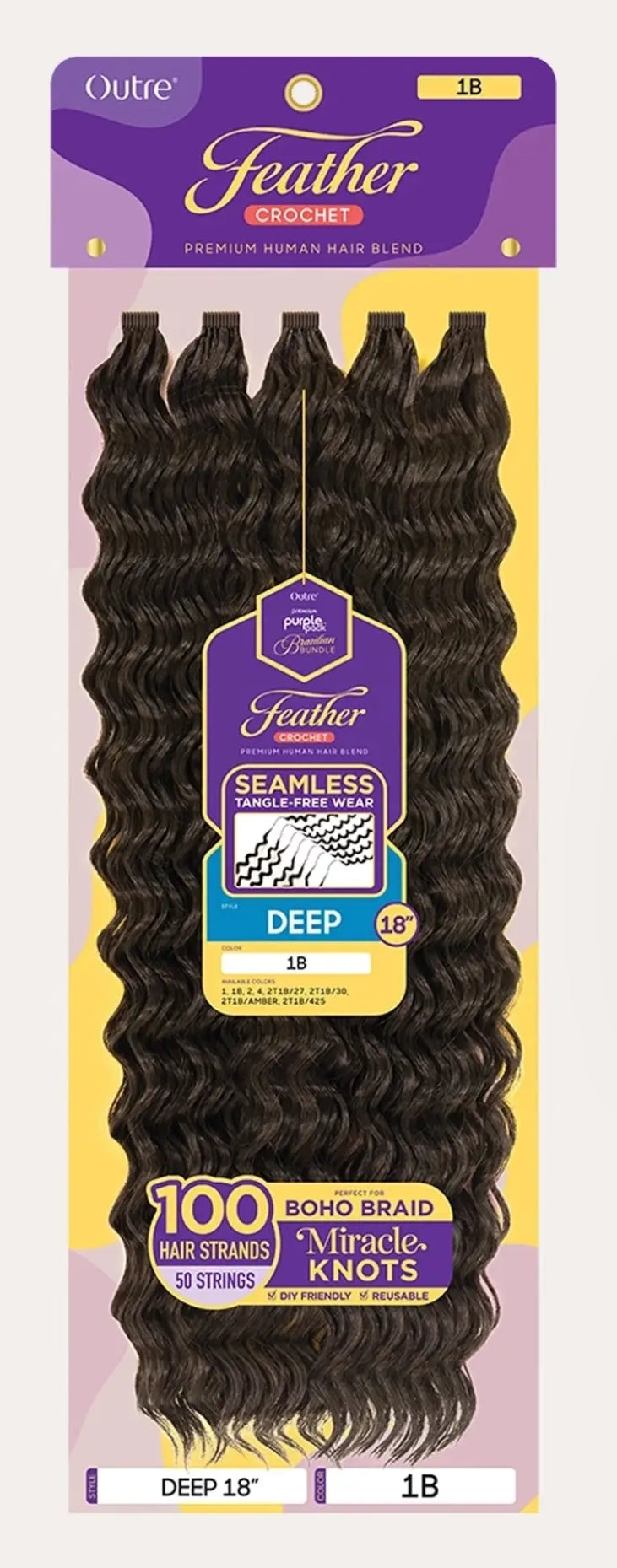 MIRACLE KNOTS-Purple Pack Brazilian Feather Loose Deep 18"