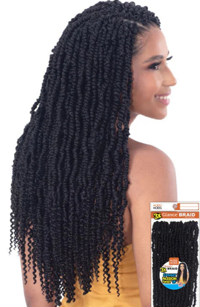 Model Model Pre-Looped Crochet Braids - 3X SPRINGY PASSION TWIST 18" Color 4