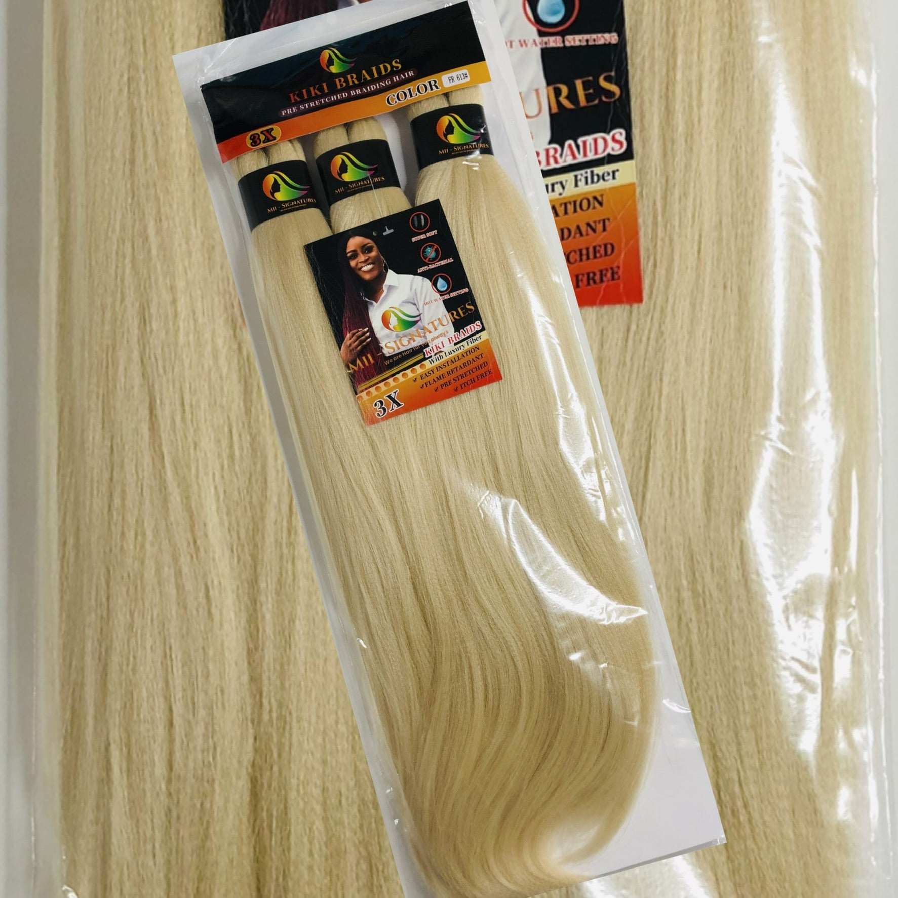 KIKI BRAIDS – Pre-Stretched Kanekalon Braiding Hair (52") – Blonde (613)