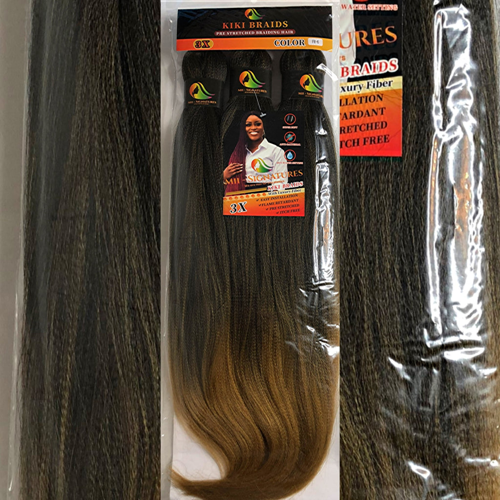KIKI BRAIDS – Pre-Stretched Kanekalon Braiding Hair (52") – 2 Tones (FR-6)
